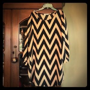 Brown and Black Patterned L/S Dress